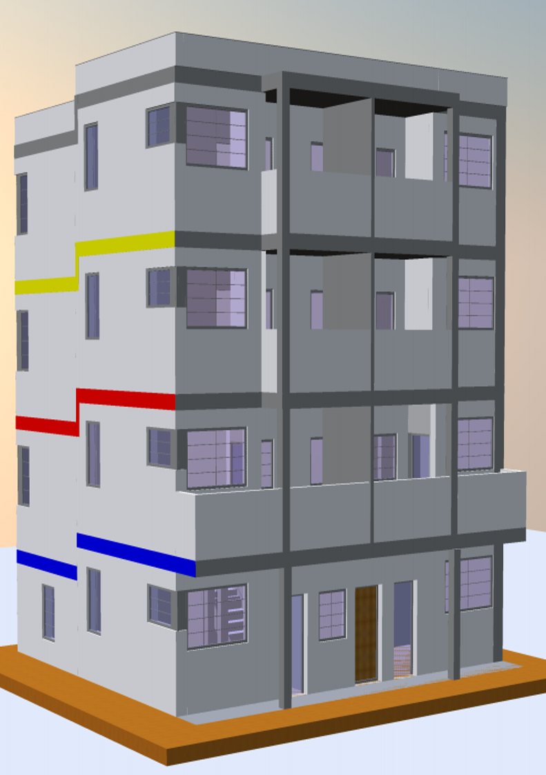 3-D-Modell der Erweiterung unter Einbeziehung des Baudenkmals