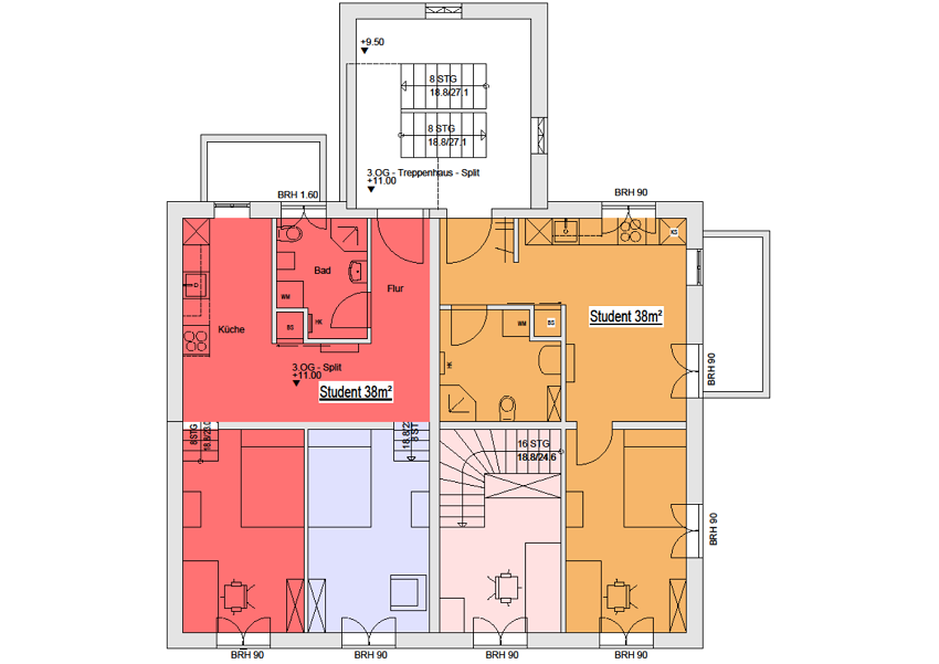 Split-Level-Grundriss